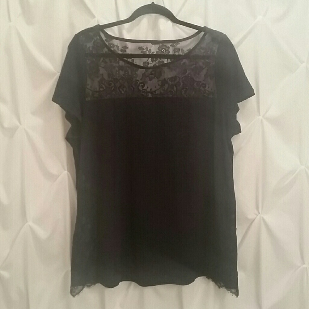 Torrid lace yolk striped top